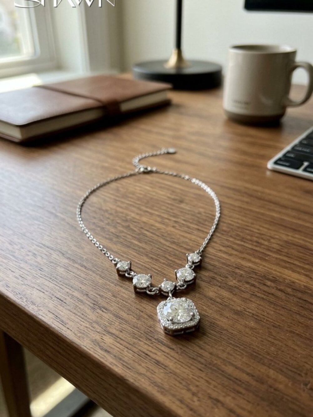 Mens Radiant Muse Moissanite Pendant Necklace 925